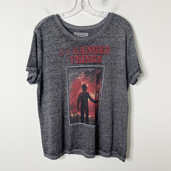 Stranger Things Netflix Women's Graphic T-Shirt XXL Gray Burnout Short Sleeve - Picture 3 of 8